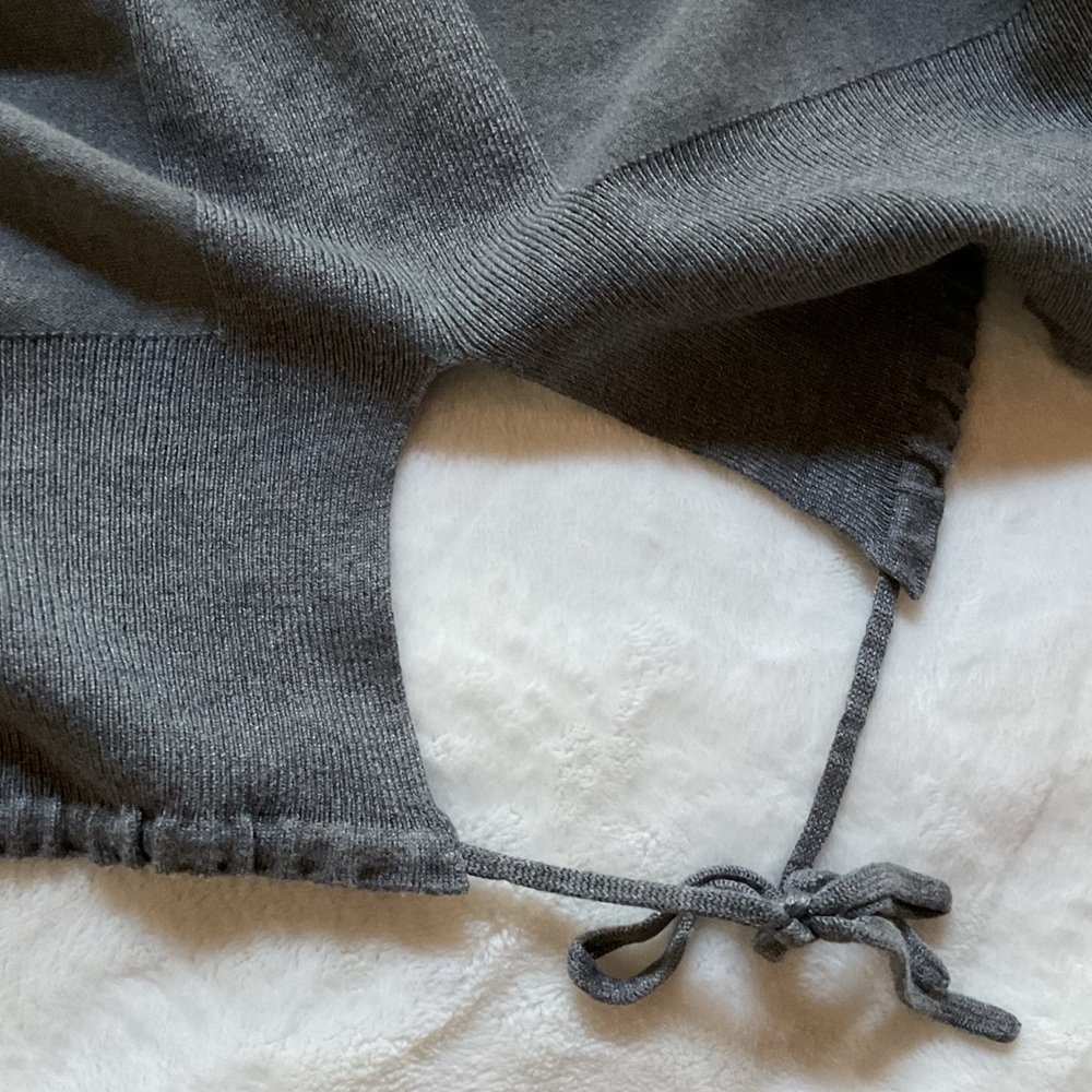 Falls Creek Gray Open Front Cardigan with Pockets, drawstring hem, large - Picture 8 of 8